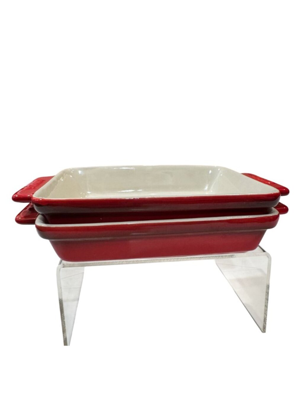 Reposhing-- Red Ceramic Rectangular Baking Dish - Set of 2
